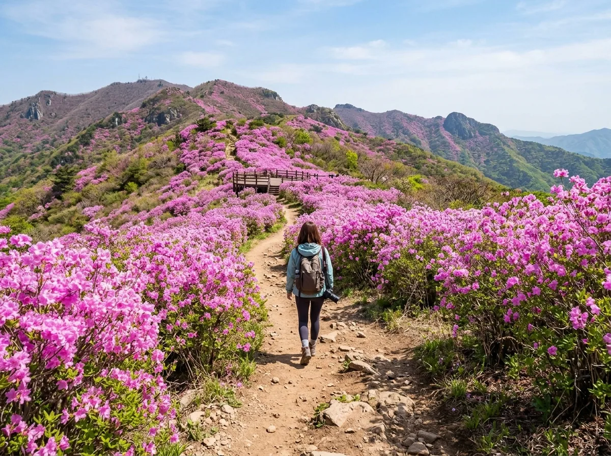 비슬산 봄 산책로와 참꽃 풍경