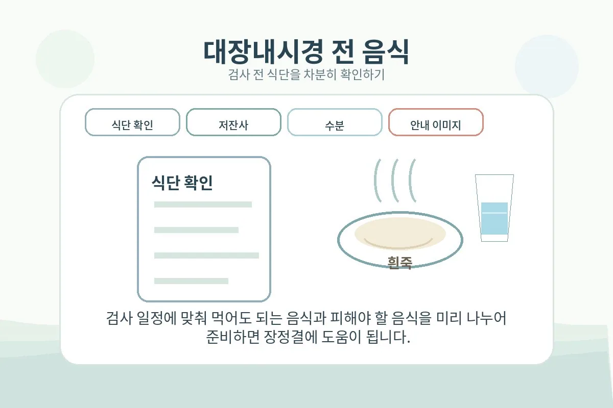 검사 전 식단을 확인하는 모습