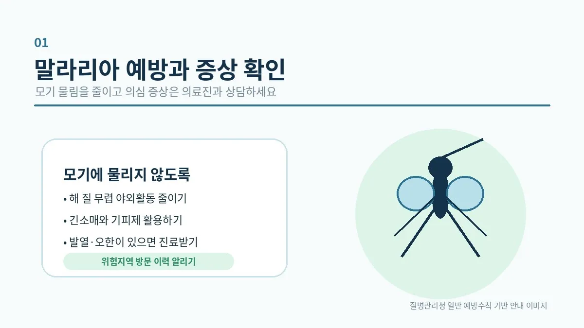 국내 말라리아 예방을 위한 모기 물림 주의