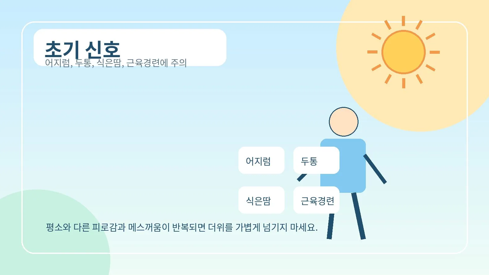 온열질환 초기 증상을 한눈에 보여주는 안내 이미지