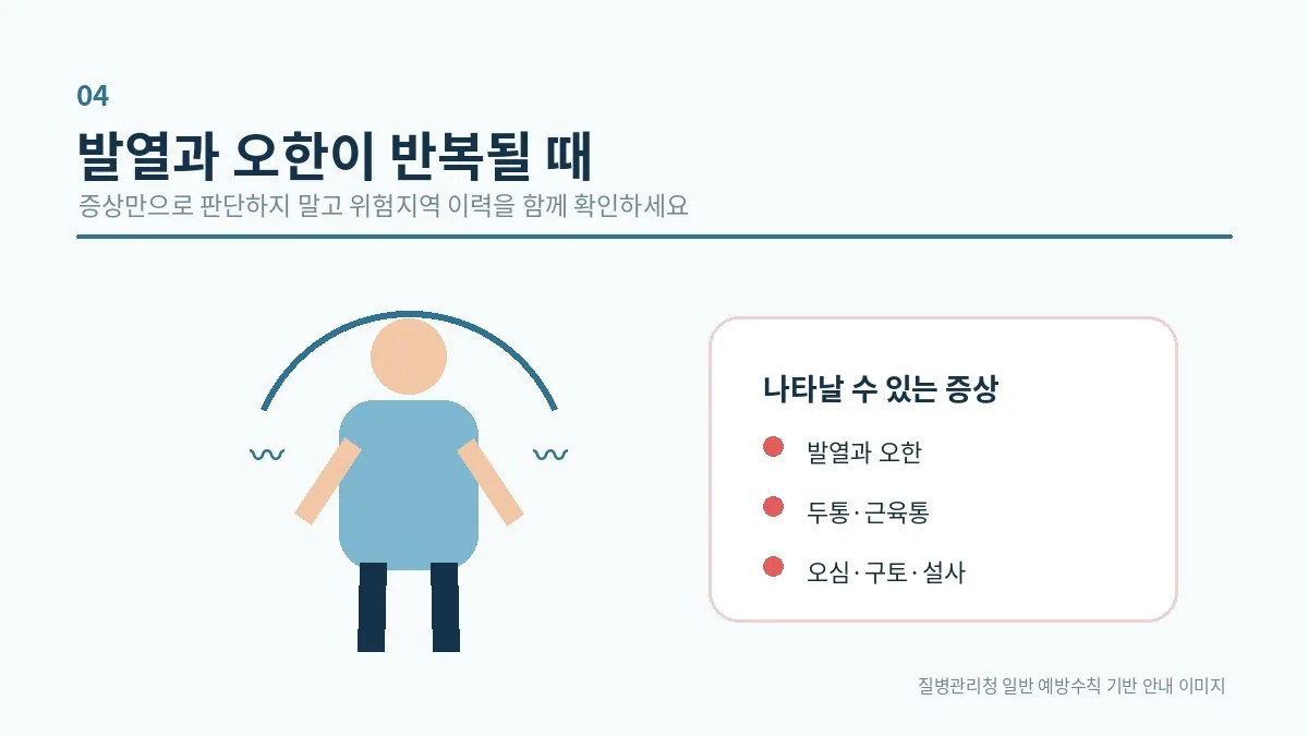 발열과 오한이 있는 사람의 체온 확인