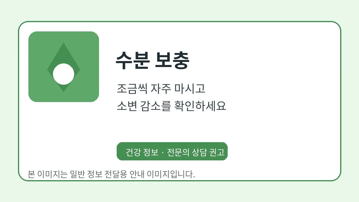 구토와 설사 후 수분 보충을 안내하는 이미지
