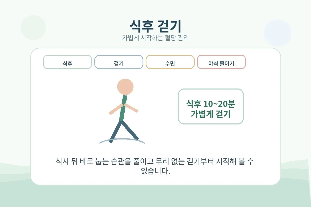 식후 걷기로 혈당 관리를 시작하는 이미지