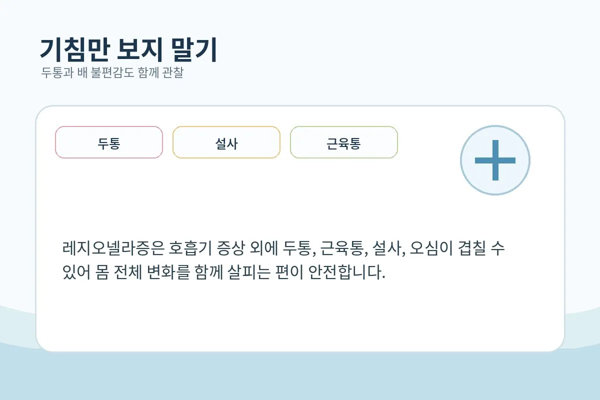 두통과 위장 증상을 함께 살피는 안내형 건강 일러스트