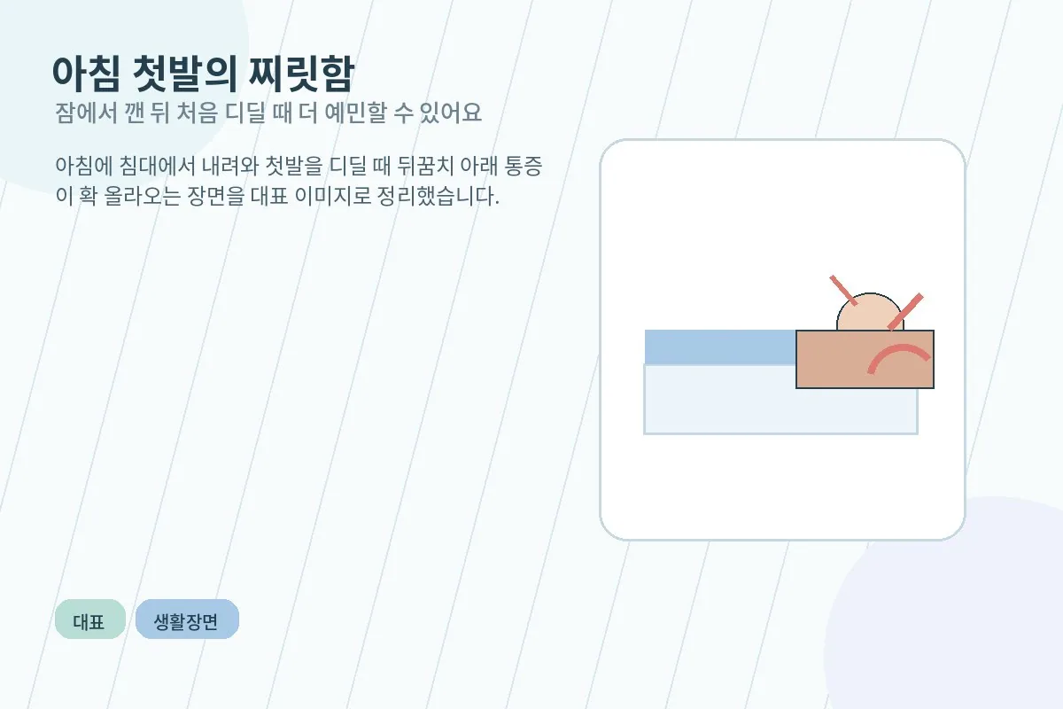 아침에 첫발을 디딜 때 발뒤꿈치 아래 통증이 심해지는 상황