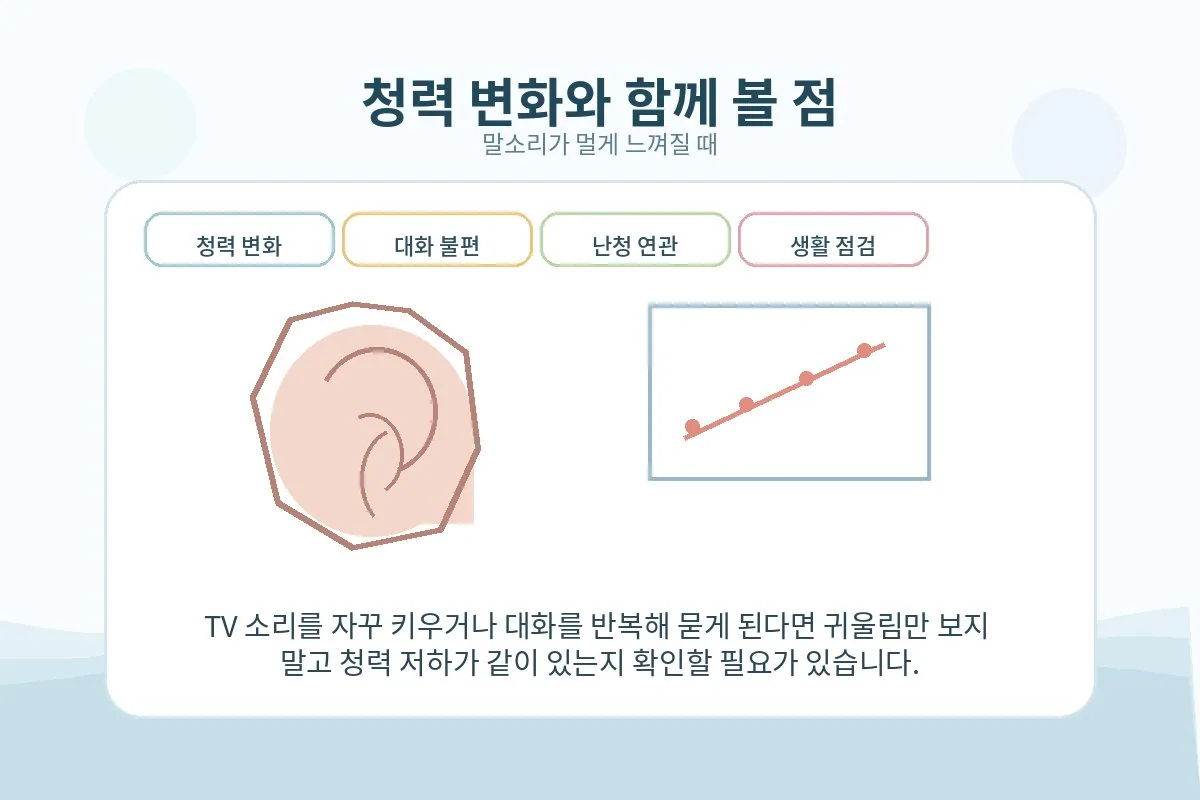 청력 저하와 함께 나타날 수 있는 이명 상황