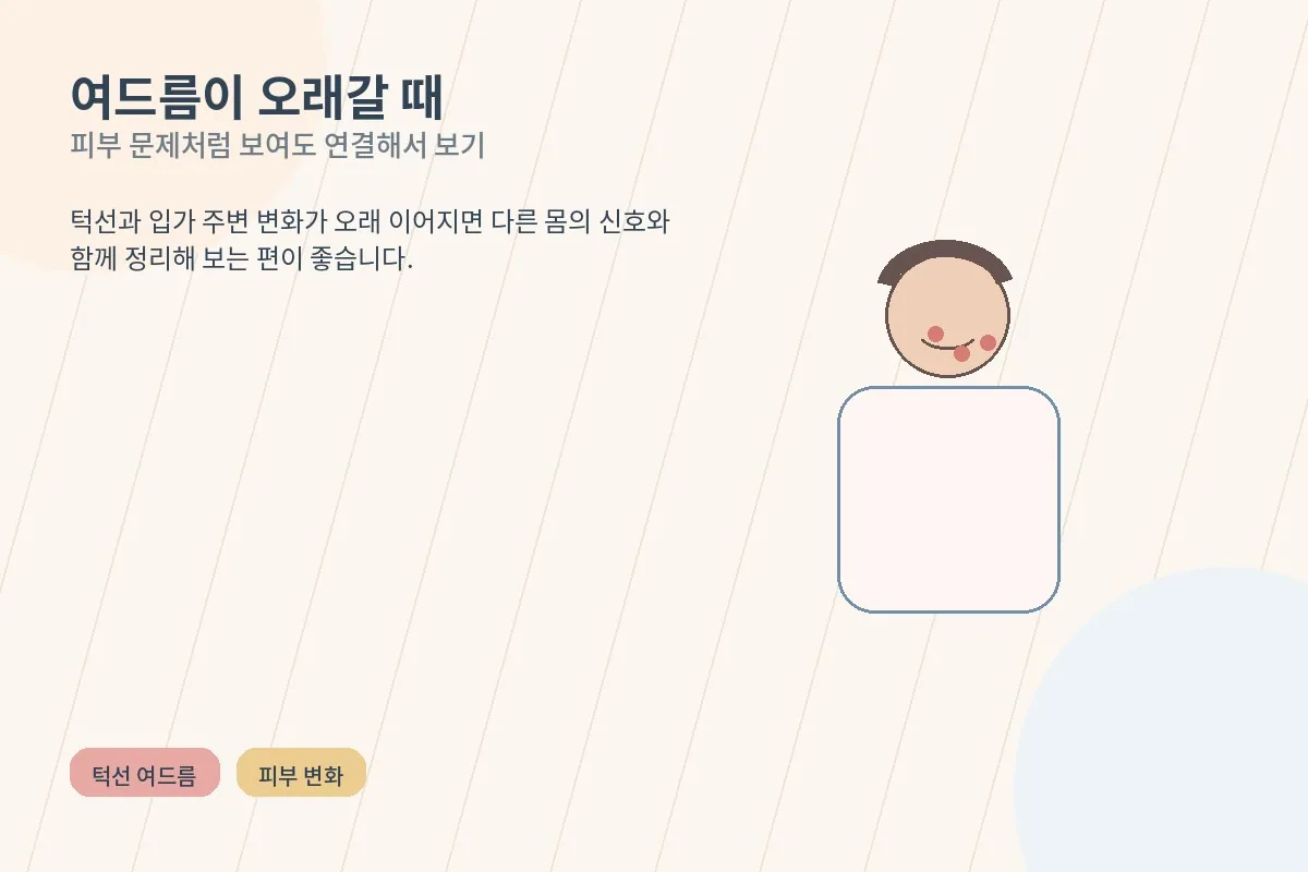 다낭성 난소 증후군과 관련된 여드름 증상을 설명하는 일러스트