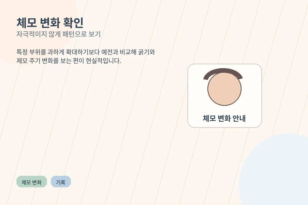 체모 증가 증상을 자극적이지 않게 설명한 다모증 안내 이미지