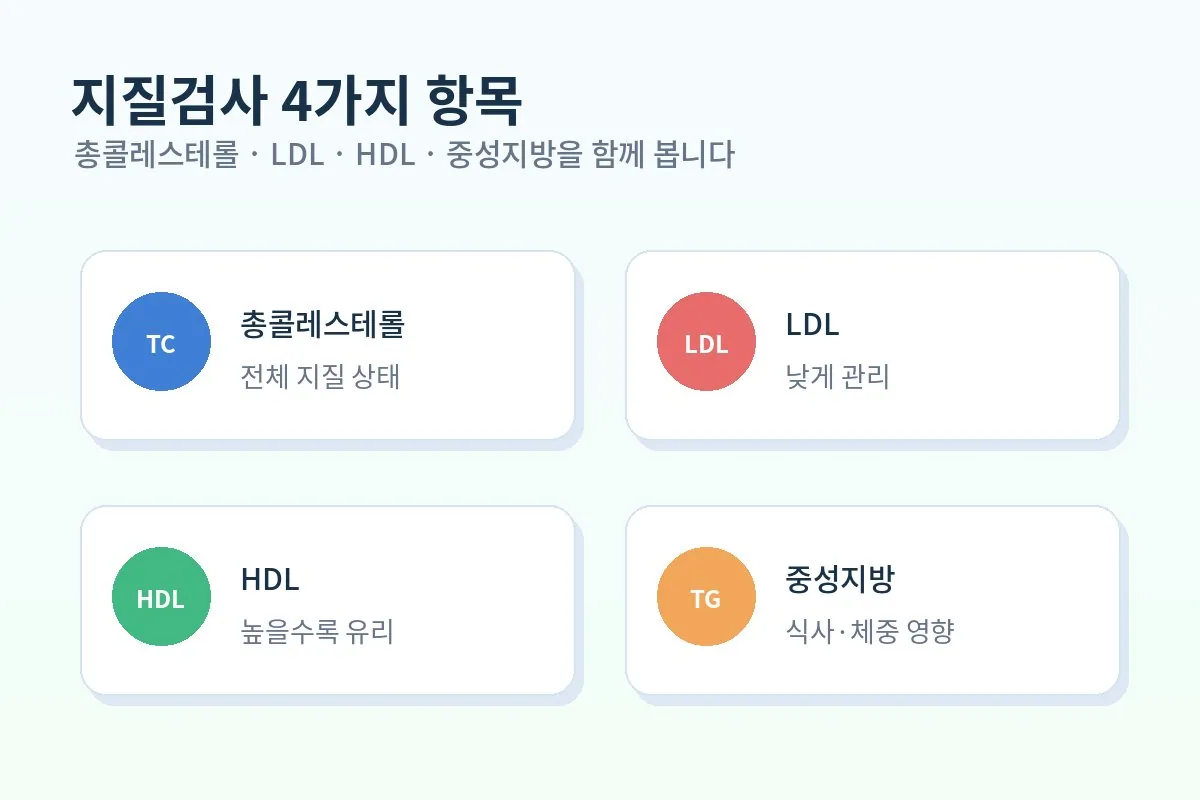 이상지질혈증 검사에서 확인하는 총콜레스테롤 LDL HDL 중성지방 4가지 항목 안내