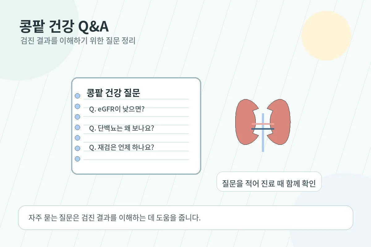 콩팥 건강 질문을 정리한 노트
