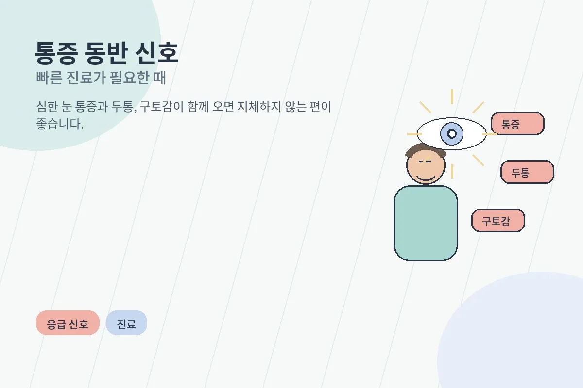 눈 통증과 두통으로 불편해하는 사람