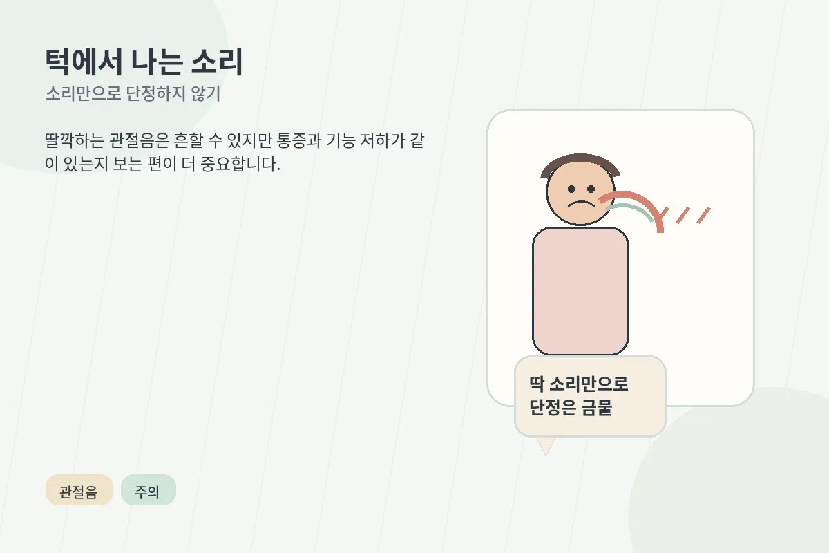 턱관절 움직임과 딱딱 소리 증상을 설명한 도식 이미지