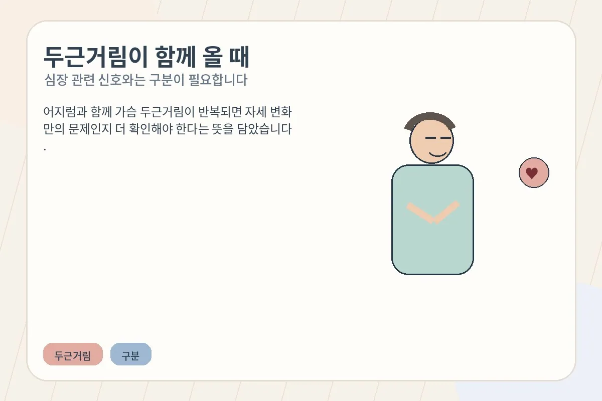 어지럼과 함께 가슴 부위를 짚고 호흡을 가다듬는 모습
