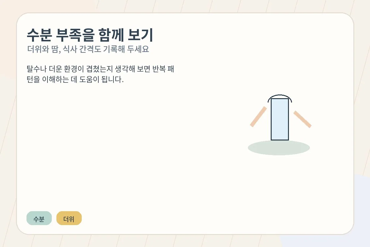 물컵을 들고 천천히 수분을 보충하는 일상 장면