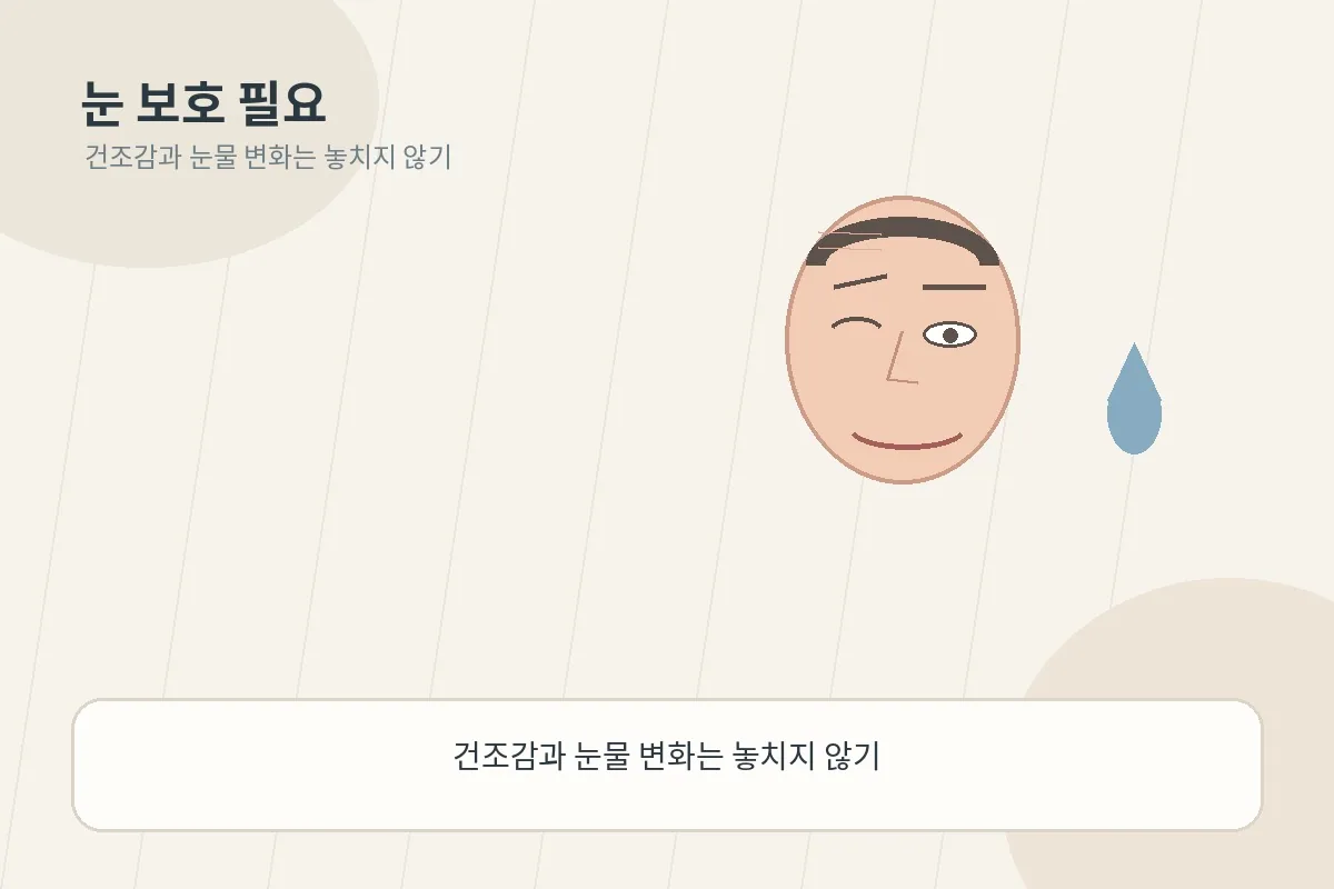 한쪽 눈 건조감과 눈물 변화의 불편을 안내하는 이미지