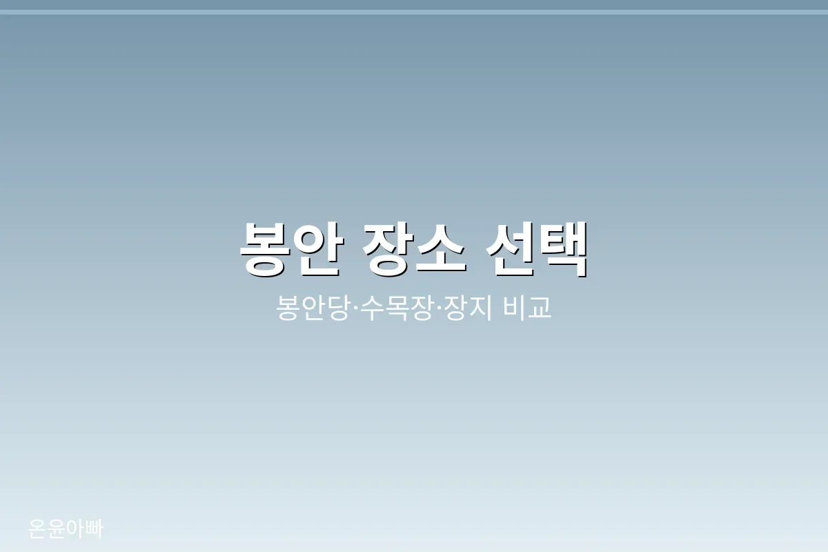 봉안 장소 선택