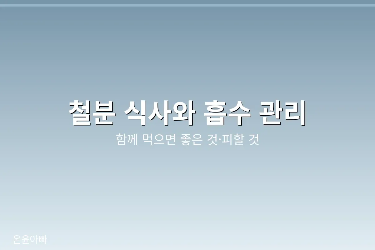 철분이 풍부한 음식과 함께 먹으면 좋은 식품, 피해야 할 습관을 정리한 이미지