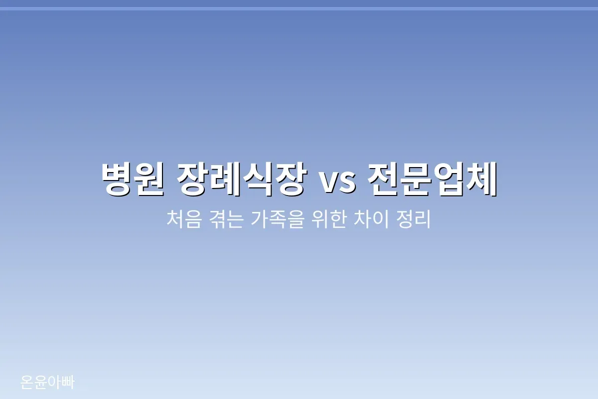 병원 장례식장과 전문업체 차이 비교