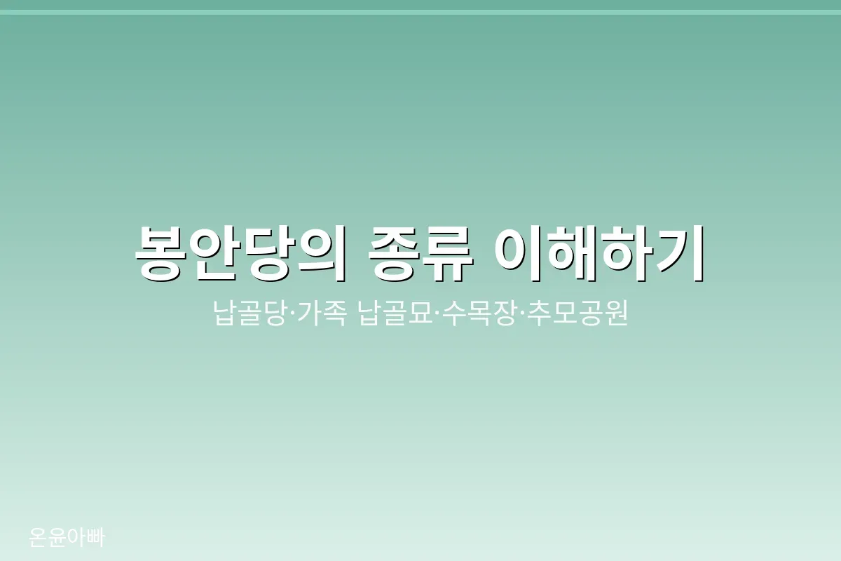 창원 봉안당 종류 개념