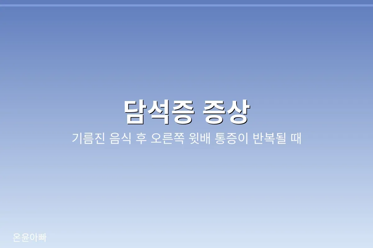 담석증 증상 안내 — 기름진 음식 후 오른쪽 윗배 통증이 반복될 때 확인할 것