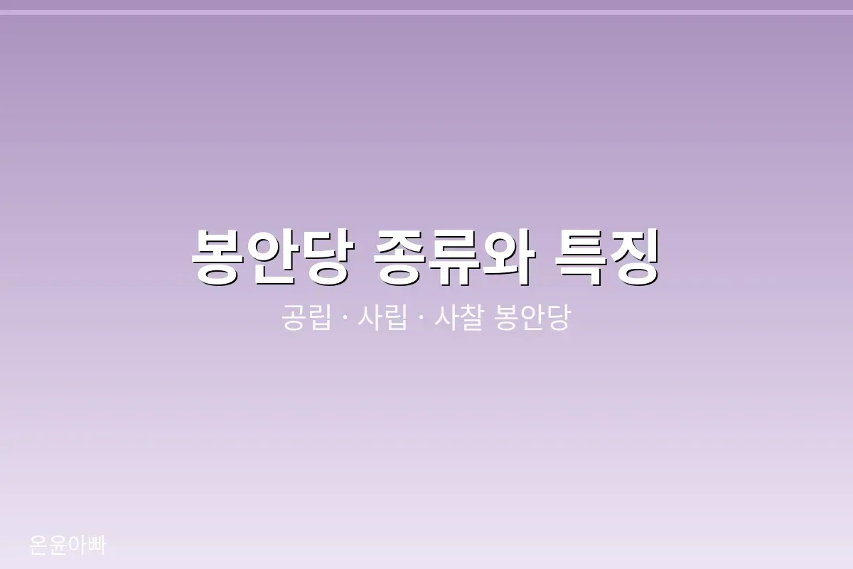 봉안당 종류별 특징 비교