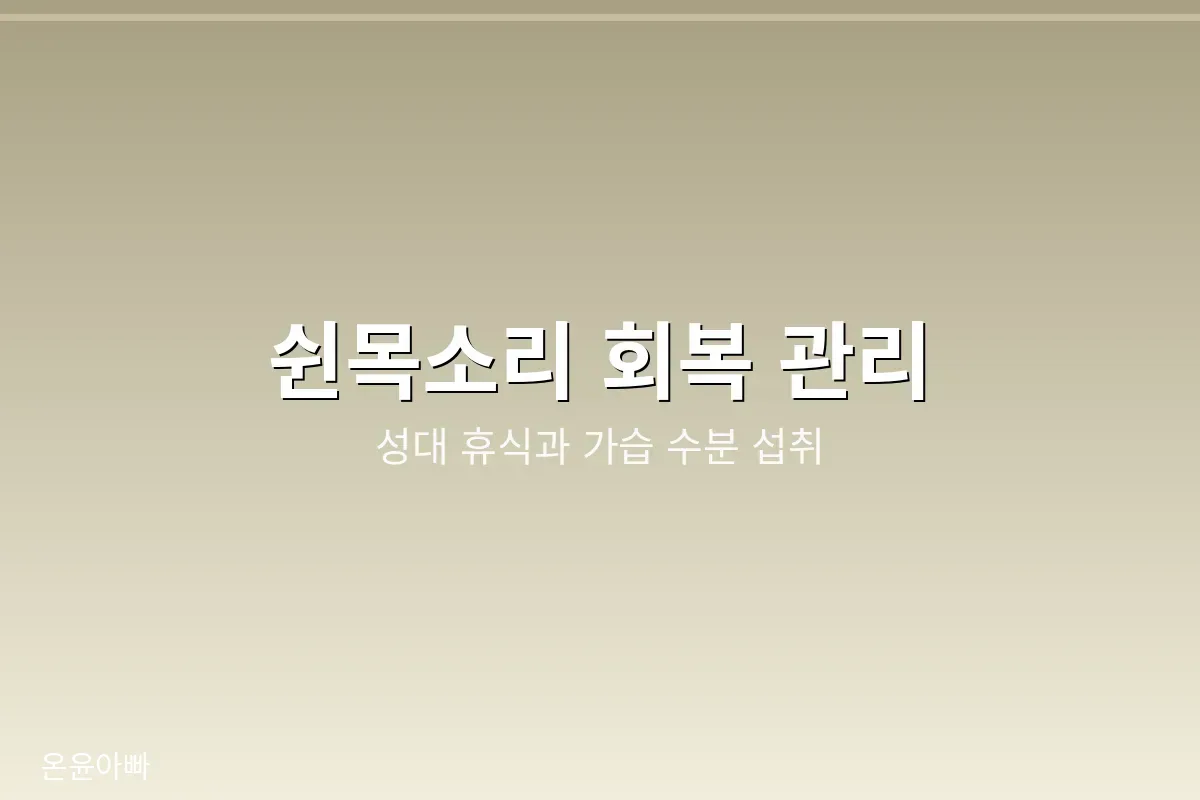 쉰목소리 회복 관리