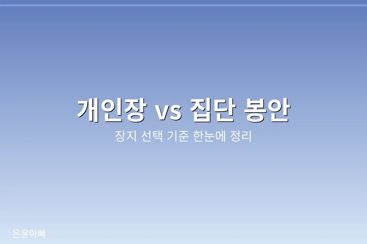 개인장과 집단 봉안 비교 안내 표지