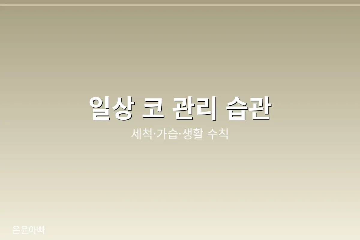 코 건강 관리 습관
