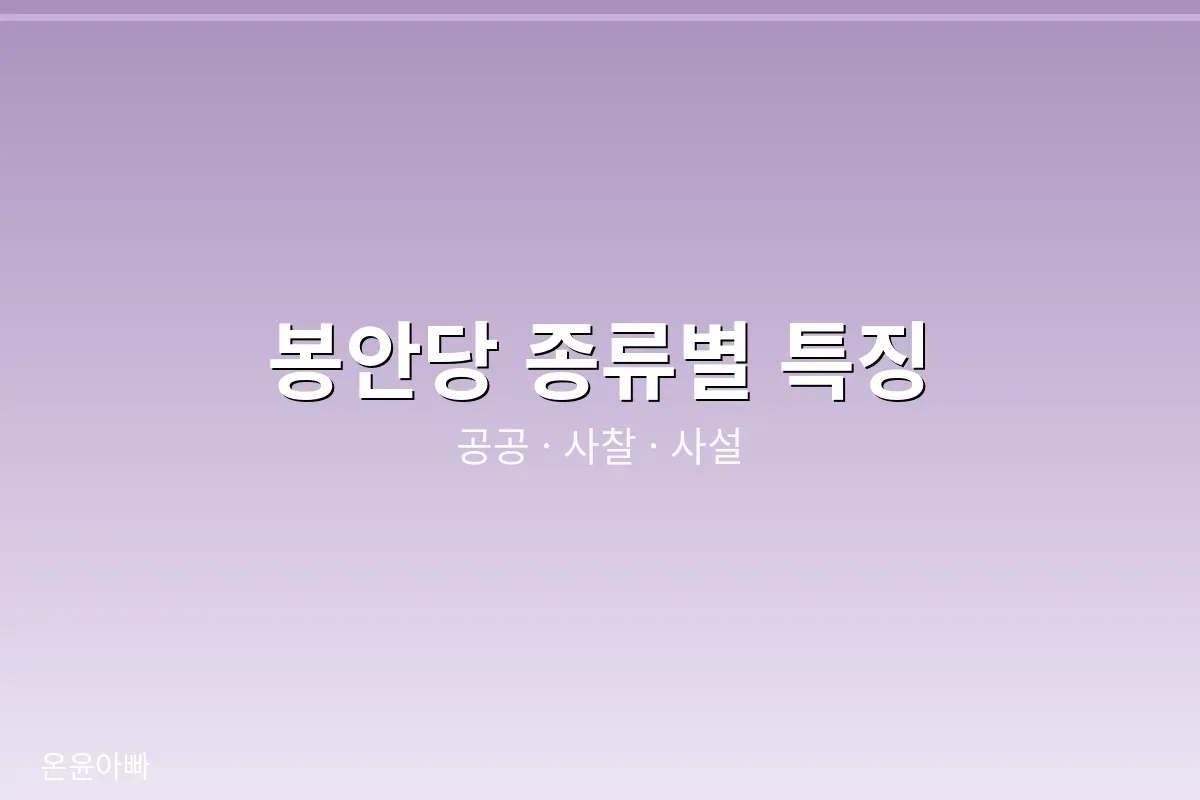 봉안당 종류별 특징
